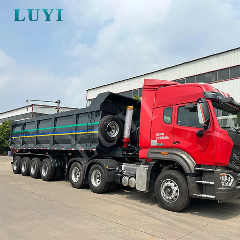 علامة تجارية جديدة 4-محور 100-طن U-نوع نصف مقطورة هيدروليكية للتفريغ الخلفي،