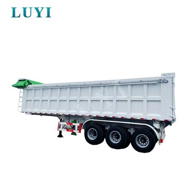 أبيض 3-محور خلفي-نصف مقطورة قلابة