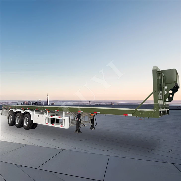 ثلاثة محاور مسطحة نصف مقطورة 60 طن مناسبة لعنوان 20 قدم و 40 قدم